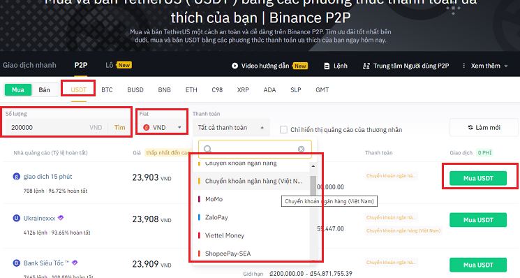 cách nạp tiền vào Binance