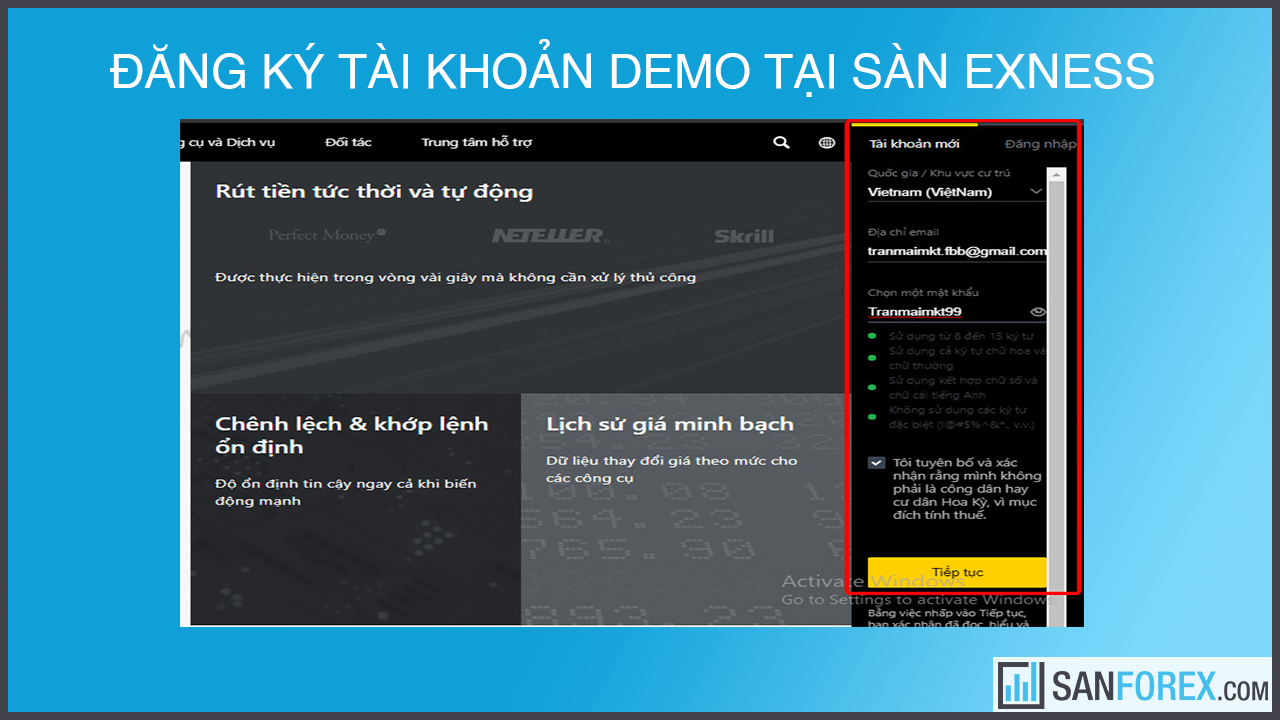 Đăng ký tài khoản demo