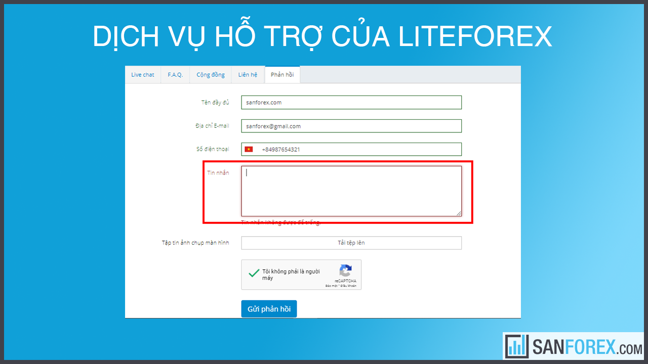 Dịch vụ chăm sóc khách hàng của LiteForex