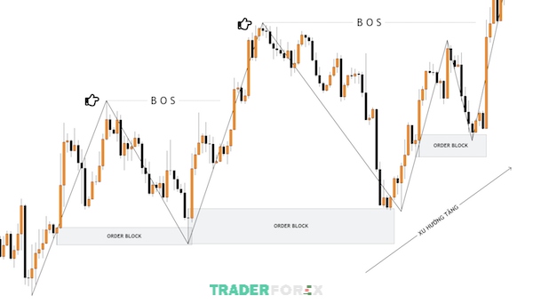 BOS (Break Of Structure) là một tín hiệu cho xu hướng tiếp diễn