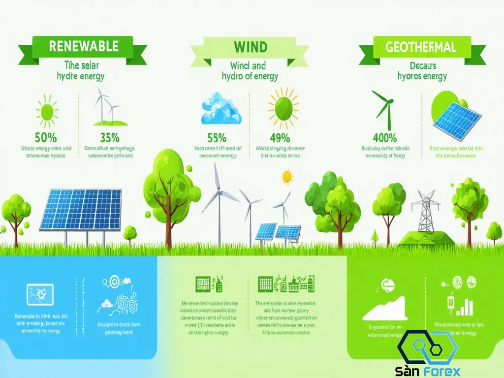 Infographic showing the benefits of renewable energy sources like solar, wind, hydro, and geothermal with statistics and engaging visuals.